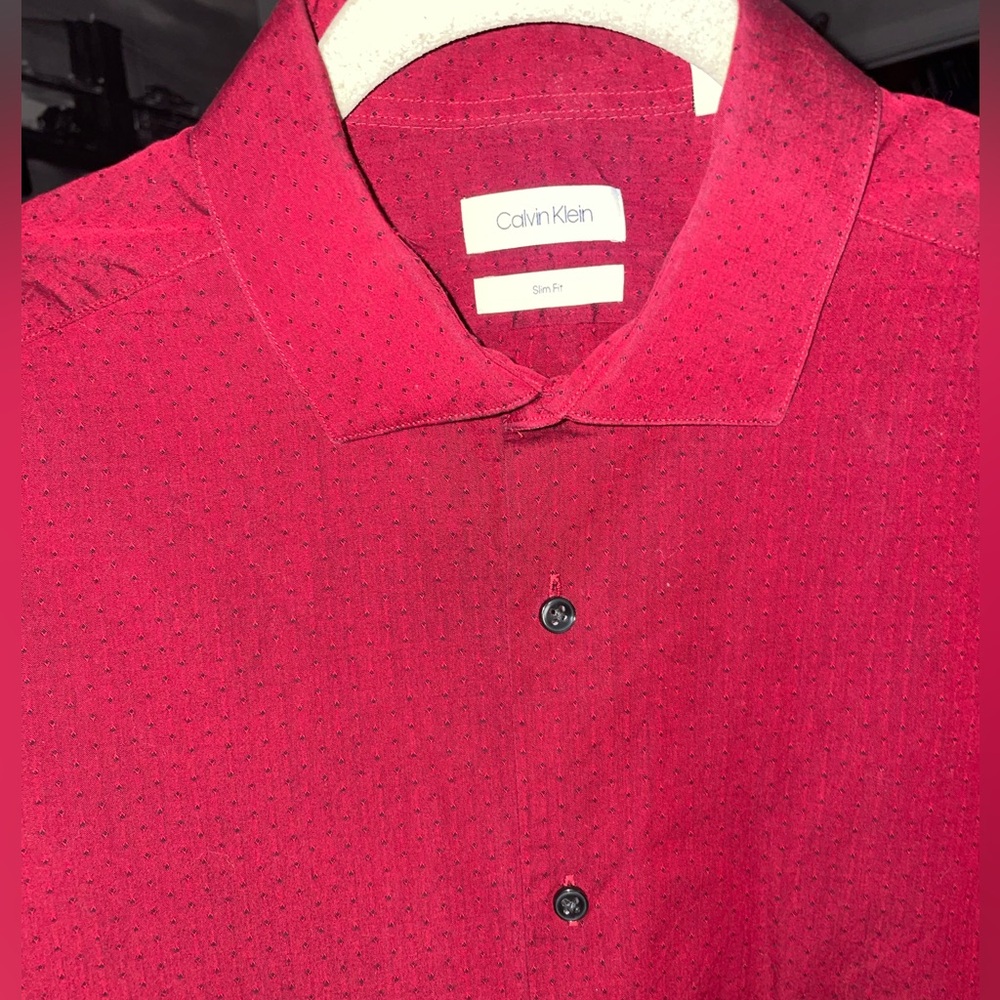 Calvin Klein Men's Button Down Red Shirt